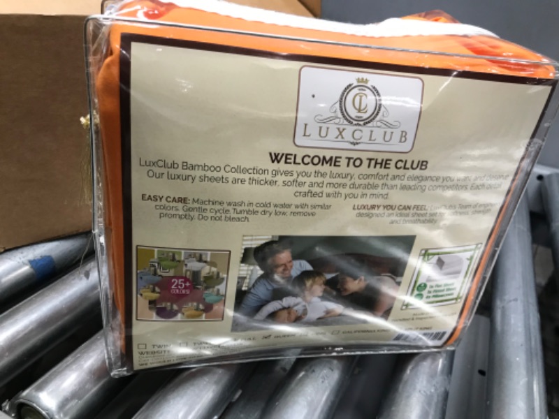 Photo 1 of LuxClub 6 PC Sheet Set Sheets Deep Pockets 18" Eco Friendly Wrinkle Free Sheets Machine Washable Hotel Bedding Silky Soft - Autumn Orange Queen Queen Autumn Orange