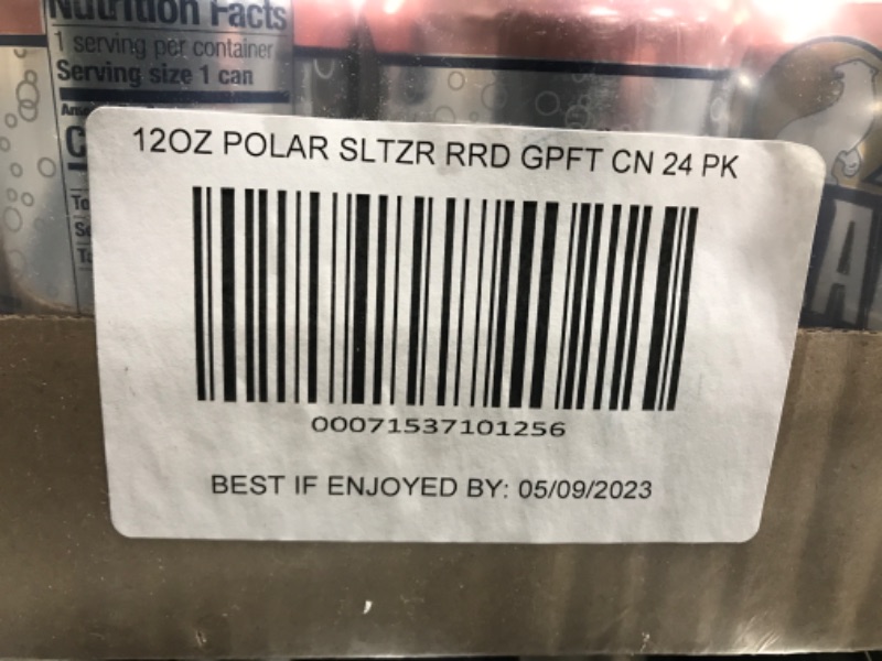 Photo 3 of *EXP May 9 2023* Polar Seltzer Water Ruby Red Grapefruit, 12 fl oz cans, 24 pack
