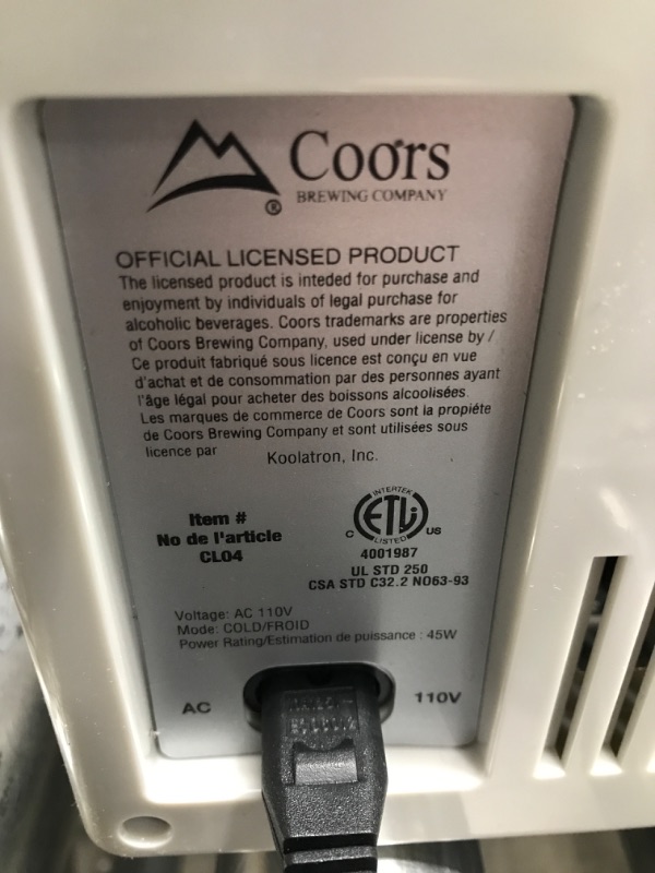 Photo 2 of *Tested* Coors Light CL04 4L Portable Mini Fridge with 12V DC and 110V AC Cords, 6 Can Personal Cooler for Beer, Snacks, Lunch, Drinks, Desk Accessory for Home, Office, Bar, Dorm, Travel, Grey, Standard, Gray