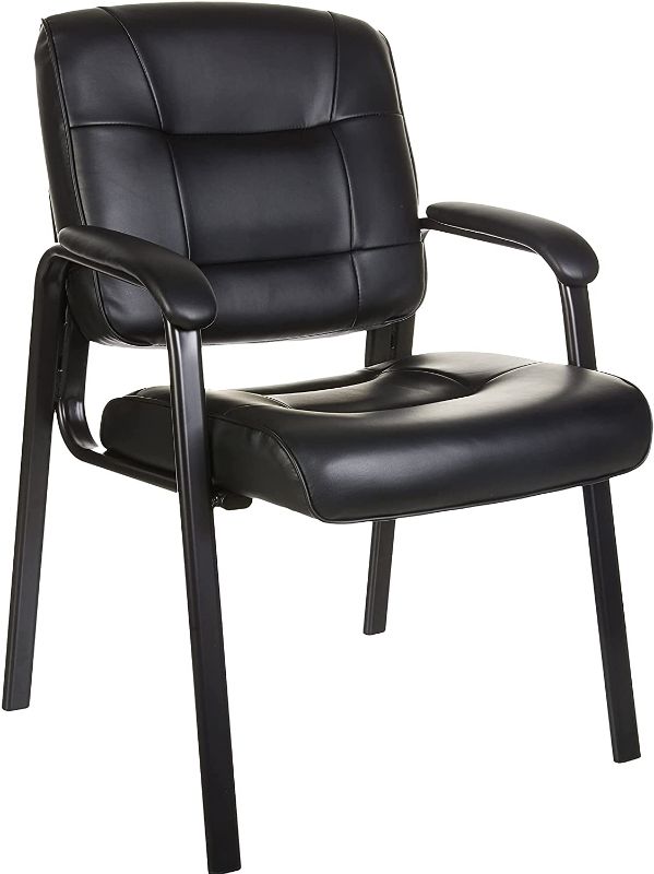 Photo 1 of *Loose Hardware-Possibly Missing* Amazon Basics Classic Faux Leather Office Desk Guest Chair with Metal Frame - Black
