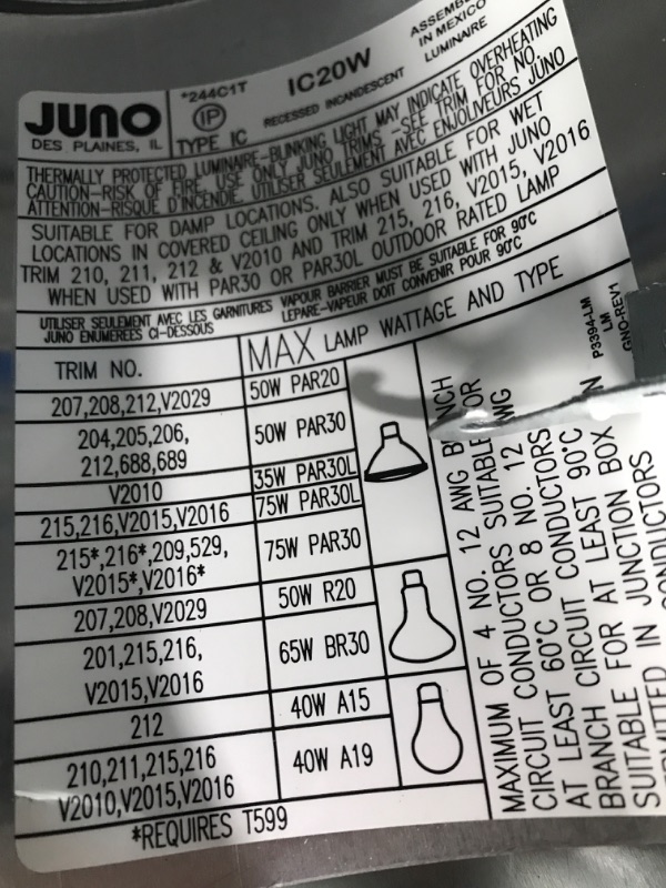 Photo 3 of *Loose Hardware* Juno Lighting IC20W Contractor Select 5-Inch IC Rated New Construction Universal Housing with Quickwire
