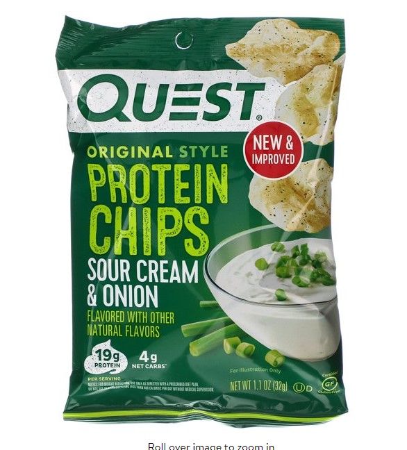 Photo 1 of (BEST BY 09/01/23) Quest Nutrition Original Style Protein Chips, Sour Cream & Onion, 12 Pack, 1.1 oz (32 g) Each
