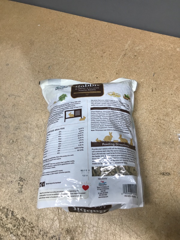 Photo 2 of **DATE OF MANUFACTURER: 12/22**
Manna Pro Rabbit Feed | with Vitamins & Minerals | Complete Feed for Rabbits | No Artificial Colors or Flavors | 5lb