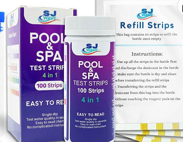 Photo 1 of 
4 in 1 Pool & Spa Test Strips | Accurate Water Quality Spa Testing Kit Hot Tub Test Strips Detects pH, Bromine, Alkalinity Cyanuric Acid (100 Strips)