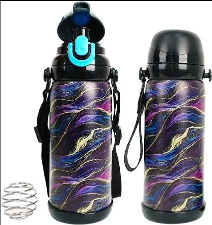 Photo 1 of 27 OZ Insulated Water Bottle with 2 Lids, Stainless Steel Leak Proof Vacuum Insulated Cup with Strap Keep Drinks Hot and Cold Long Hours for Women Men, American Flag Metal Bottles for Biking Sports
