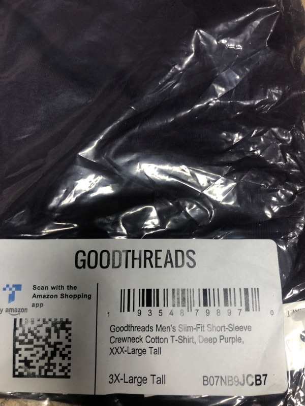 Photo 1 of Goodthreads Men's Slim-Fit Short-Sleeve Cotton Crewneck T-Shirt 3X-Large Tall Purple Pocket