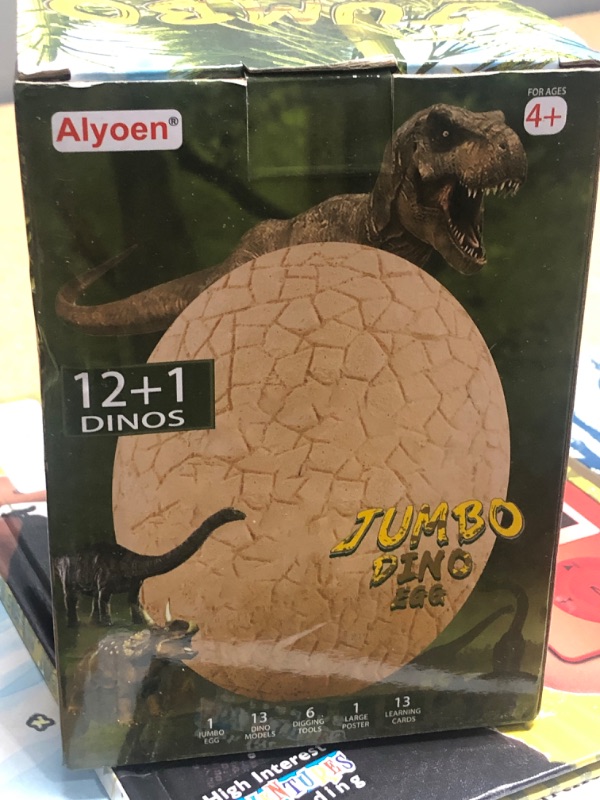 Photo 1 of Alyoen Dino Egg Dig Kit, Jumbo Dino Egg Dig with 13 Suprise Dinosaur Egg Toys in One Giant Filled Eggs, Dinosaur Eggs Excavation Kits for Kids 3-7, Boys Archaeology Science STEM Christmas/Xmas Gifts