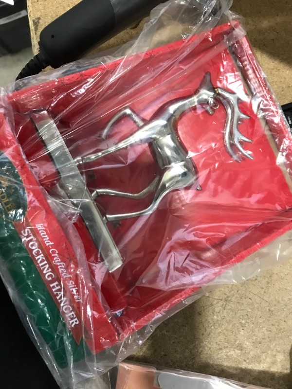 Photo 2 of 1 missing 
Kurt Adler Metal Festive Seasonal Ornament Reindeer Decor Stocking Hangers with Front Hook for Hanging Holiday Stockings, Silver (2 Pack)