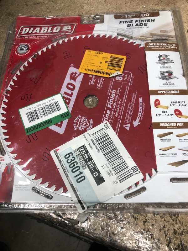 Photo 2 of Freud D1280X Diablo 12-Inch 80 Tooth ATB Crosscutting Saw Blade with 1-Inch Arbor, Red 12"