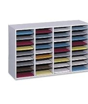 Photo 1 of Safco Products Wood Adjustable Literature Organizer, 36 Compartment 9424GR, Gray 