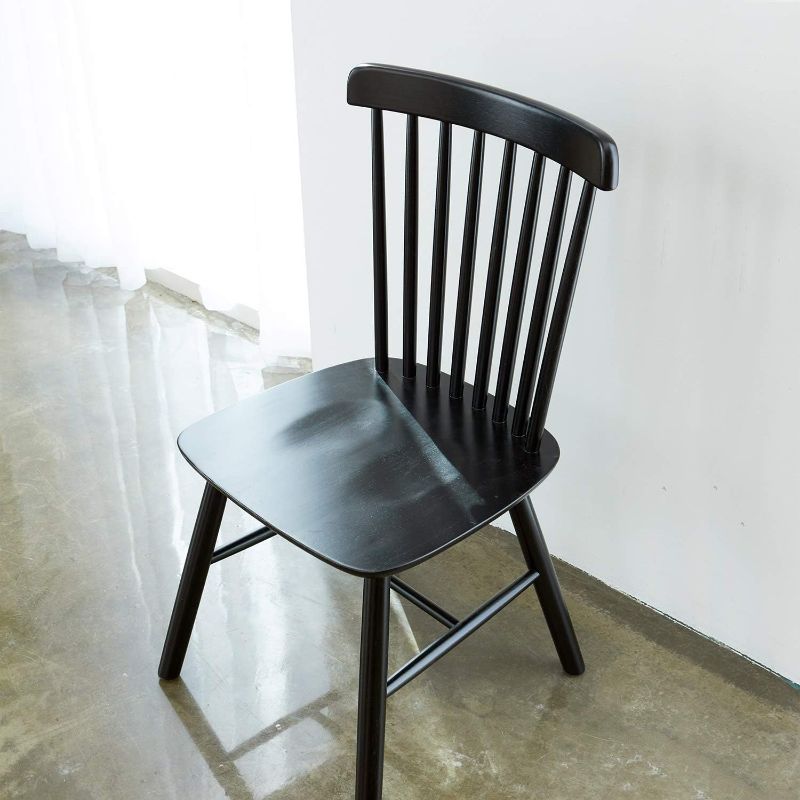 Photo 1 of [READ NOTES]
Livinia Aslan Malaysian Oak Dining Chair Set of Two, Country Farmhouse High Spindle Back Wooden Side Chairs (Black)
