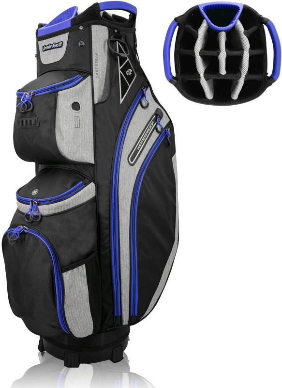 Photo 1 of 14 Way Golf Cart Bag for Push Bag Classy Design Full Length with Cooler, Rain Hood, Putter Well
