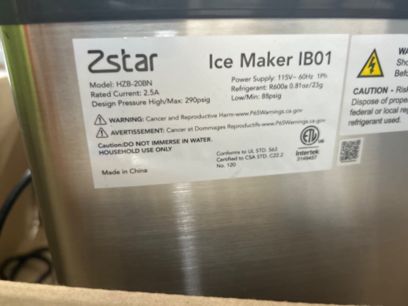 Photo 4 of (PARTS ONLY)Nugget Ice Maker, Zstar Countertop Ice Maker, Stainless Steel Pebble Ice Maker, 44LBs/24H, Self-Cleaning and Timer Function, Small Portable Sonic Ice Maker with Ice Basket and Ice Scoop for Home, RV