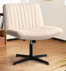 Photo 1 of BOSSIN Armless Office Desk Chair No Wheels,Fabric Padded Modern Swivel Vanity Chair