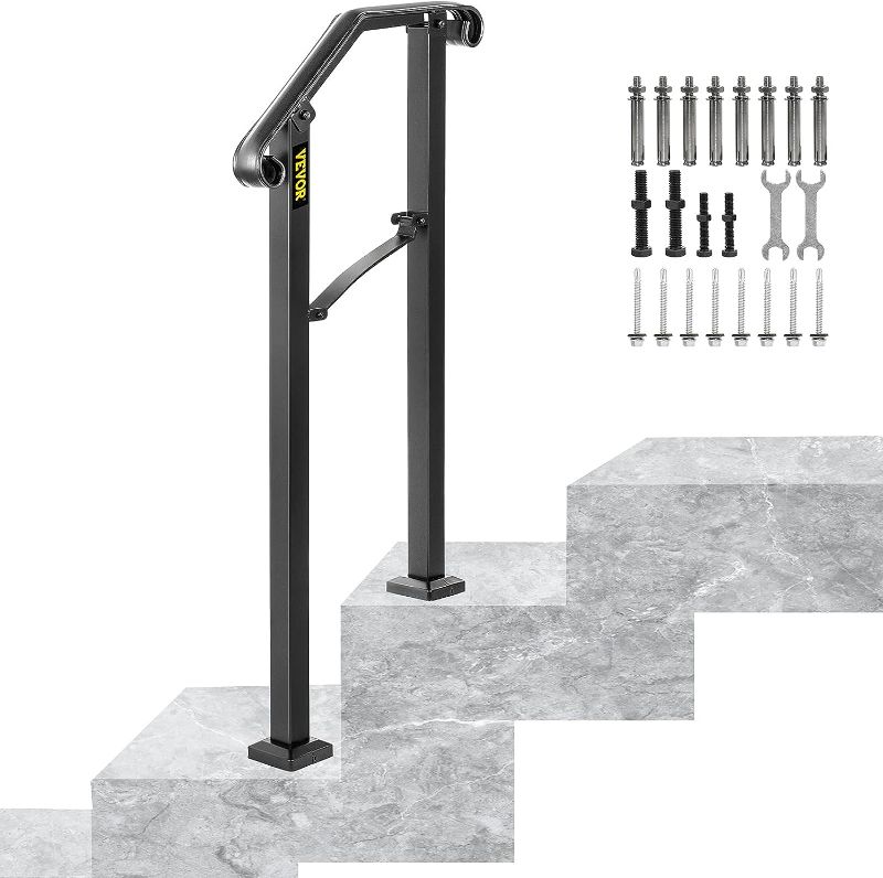 Photo 1 of 
Happybuy Handrails for Outdoor Steps, Fit 1 or 2 Steps Outdoor Stair Railing, Arch#1 Wrought Iron Handrail, Flexible Porch Railing, Black Transitional...