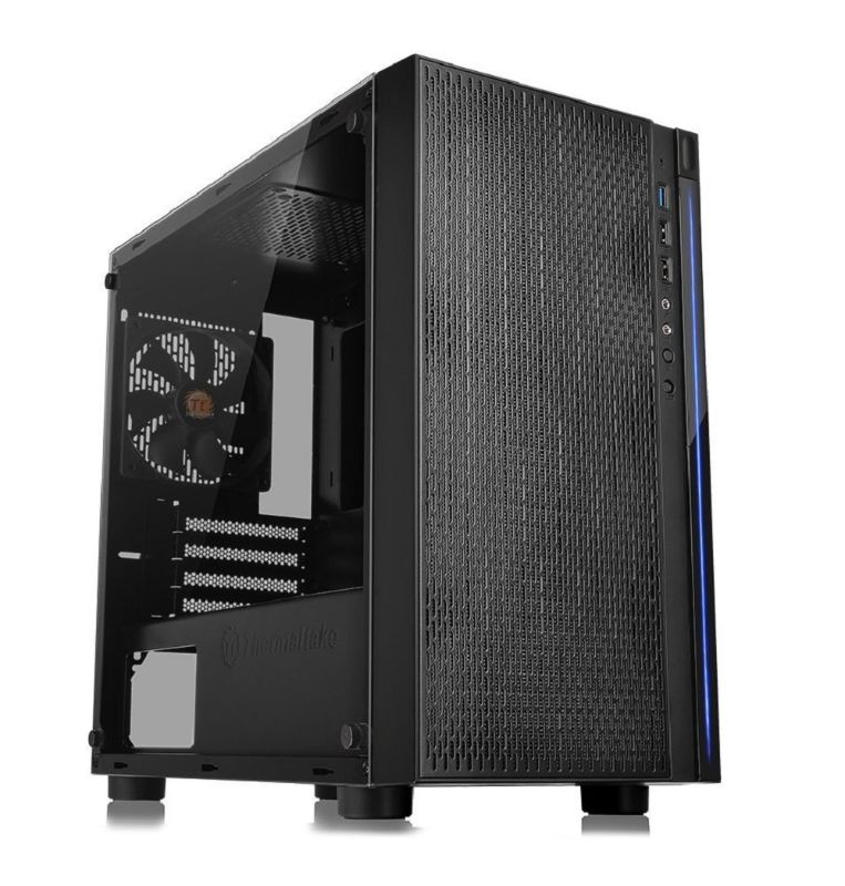 Photo 1 of Thermaltake Versa H18 Tempered Glass Black SPCC Micro ATX Gaming Computer Case CA-1J4-00S1WN-01