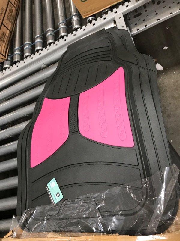 Photo 2 of Automotive Floor Mats Pink Climaproof for All Weather Protection Universal Fit Heavy Duty Rubber fits Most Cars, SUVs, and Trucks, Full Set Trim to Fit FH Group F11313PINK