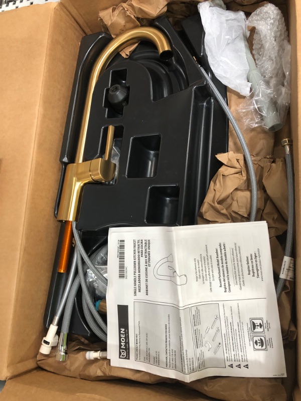 Photo 1 of  Moen Single Handle Pull Down Kitchen Faucet, Gold