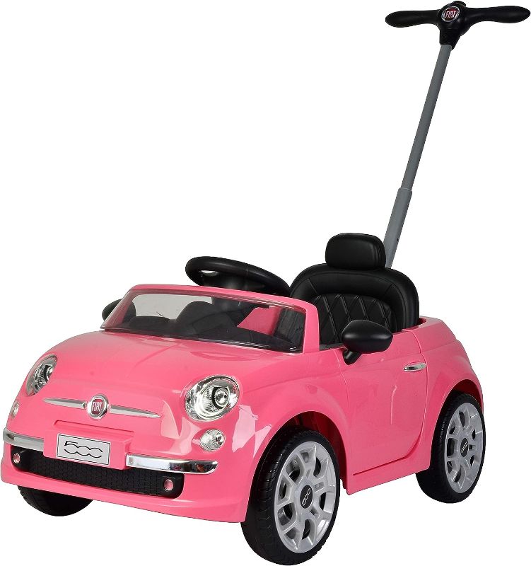 Photo 1 of Best Ride On Cars 2-in-1 Fiat 500 Baby Toddler Toy Push Vehicle Car Stroller with 40 Pound Capacity and Lights for Children Ages 1 to 3 Years, Pink
