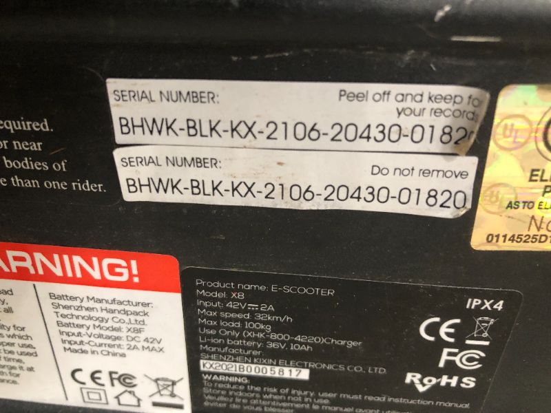 Photo 7 of ***NONFUNCTIONAL - SEE NOTES***
Hover-1 Blackhawk Electric Folding Kick Scooter | 18MPH