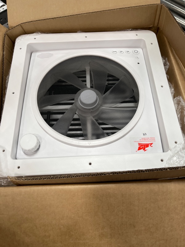 Photo 2 of 2012 Electric Air Max 14" Vent RV Roof Vent Reversible Exhuast Fan, Ultra Low Sound Level Permanent RV Air Ventilation Ceiling Fan 12V Remote with Rain Sensor, Semi-transparent UV-Proof Cover Lid