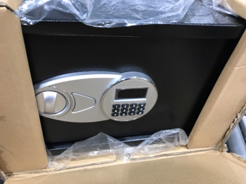 Photo 1 of Amazon Basics Steel Security Safe with Programmable Electronic Keypad - Secure Cash, Jewelry, ID Documents - Black, 16.93 x 14.57 x 10.63 1.2 Cubic Feet