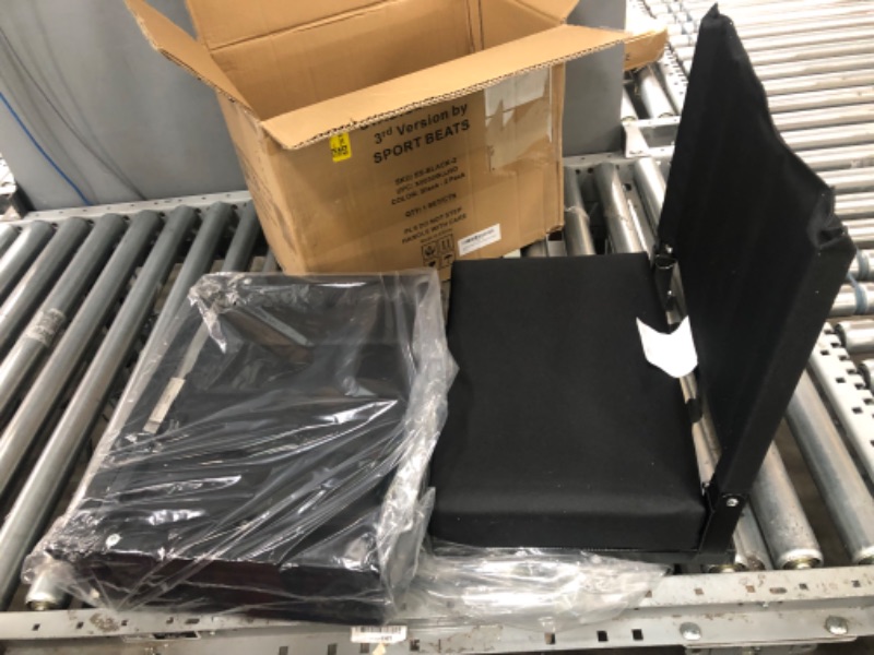 Photo 2 of *USED* 2 PACK: SPORT BEATS Stadium Seat for Bleachers with Back Support and Wide Padded Cushion Stadium Chair - Includes Shoulder Strap and Cup Holder Black 2