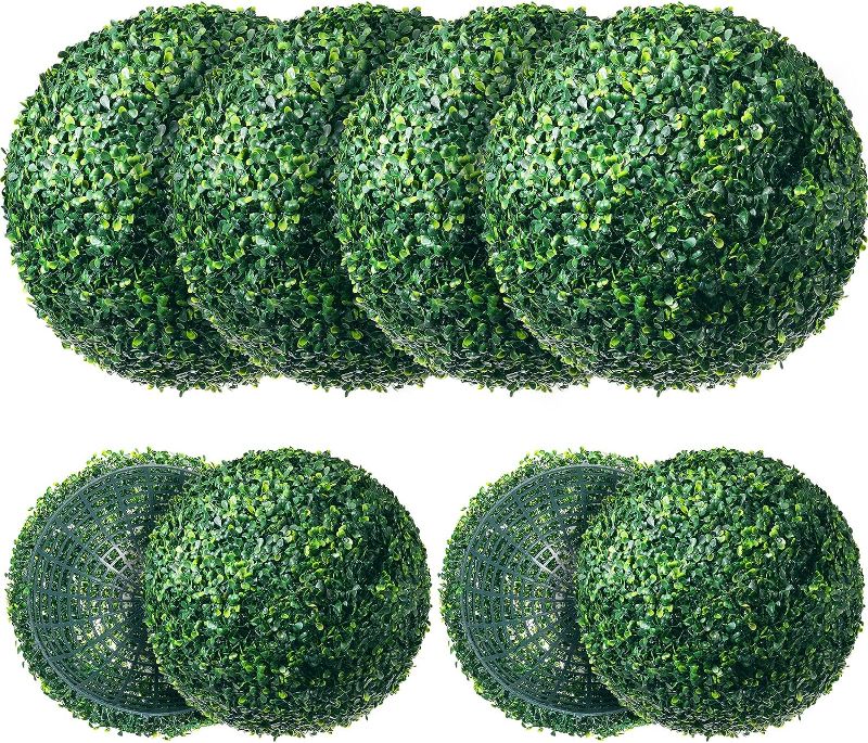 Photo 1 of 4 Pcs 18.9 Inch Artificial Plant Topiary Balls Outdoor Round Boxwood Balls Large Garden Spheres Faux Decorative Greenery Balls for Outdoor Wedding Garden Backyard Balcony Front Door Home Decor
