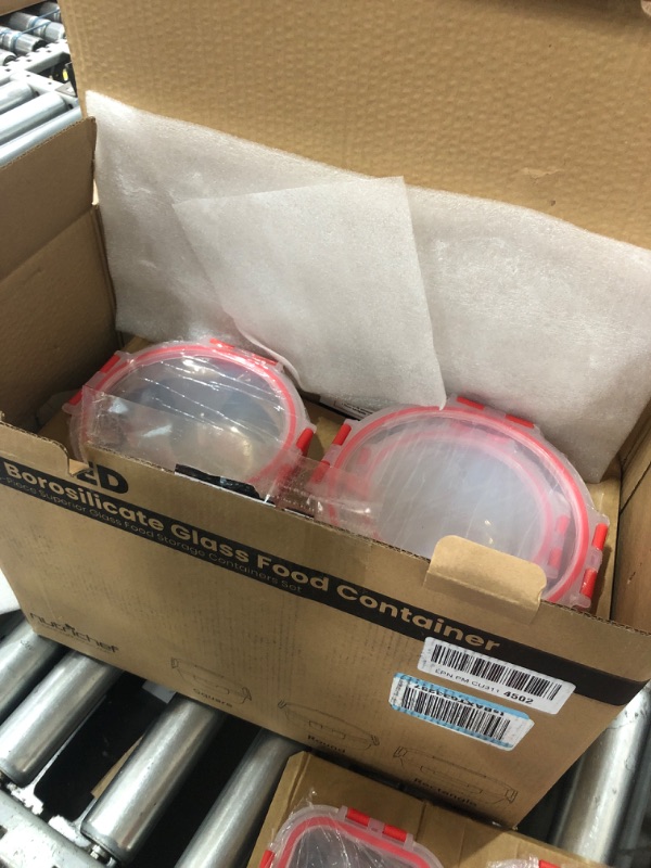 Photo 1 of 24-Piece Stackable Borosilicate Glass Food Storage Containers Set (Red)