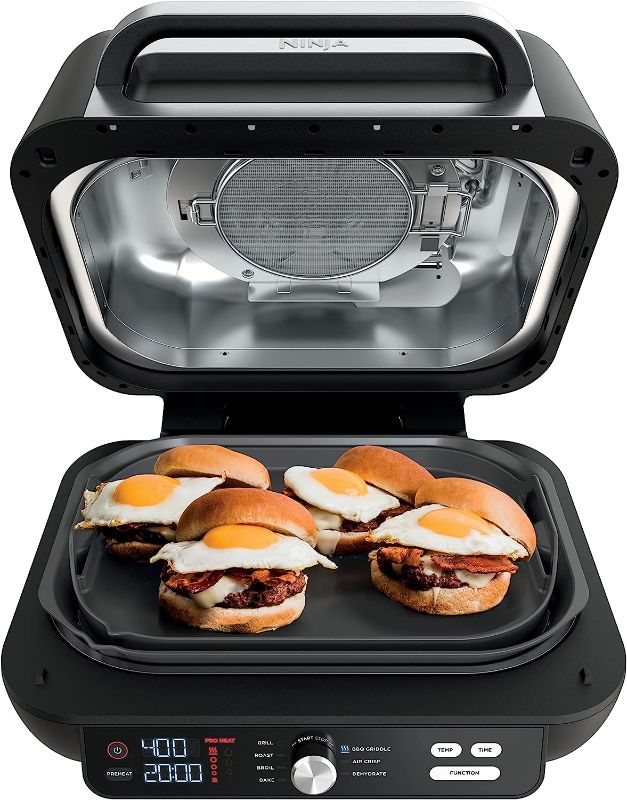 Photo 1 of 
Ninja IG601 Foodi XL 7-in-1 Indoor Grill Combo, use Opened or Closed, Air Fry, Dehydrate & More, Pro Power Grate, Flat Top Griddle, Crisper, Black, 4 Quarts
