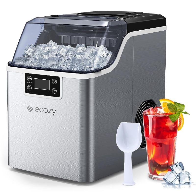 Photo 1 of ecozy Portable Ice Makers Countertop, 44lbs Per Day, 24 Cubes Ready in 13 Mins, Self-Cleaning Ice Maker with Ice Bags/Ice Scoop/Ice Basket for Home Office Bar Party, Stainless Steel
