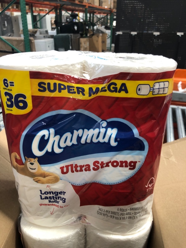 Photo 1 of Charmin Ultra Strong Toilet Paper, 18 Super Mega Rolls = 108 Regular Rolls