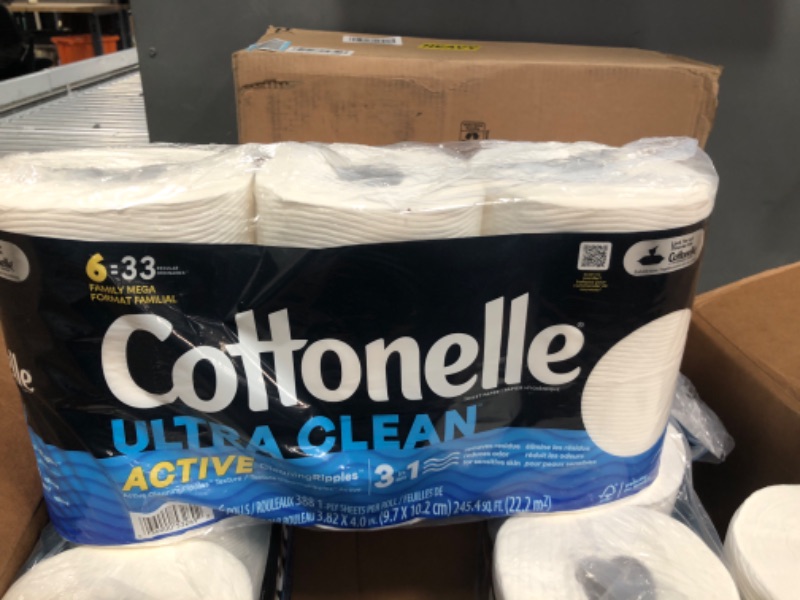 Photo 3 of Cottonelle Ultra Clean Toilet Paper with Active CleaningRipples Texture, Strong Bath Tissue, 24 Family Mega Rolls (24 Family Mega Rolls = 132 Regular Rolls) (4 Packs of 6 Rolls) 388 Sheets per Roll