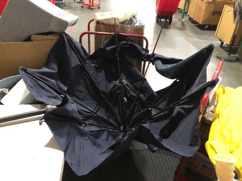 Photo 2 of ***DAMAGED BEYOND REPAIR - FOR PARTS - SEE PICTURES***
BLUU 9 Ft 3 Tiers Aluminum Outdoor Patio Umbrella, Navy Blue