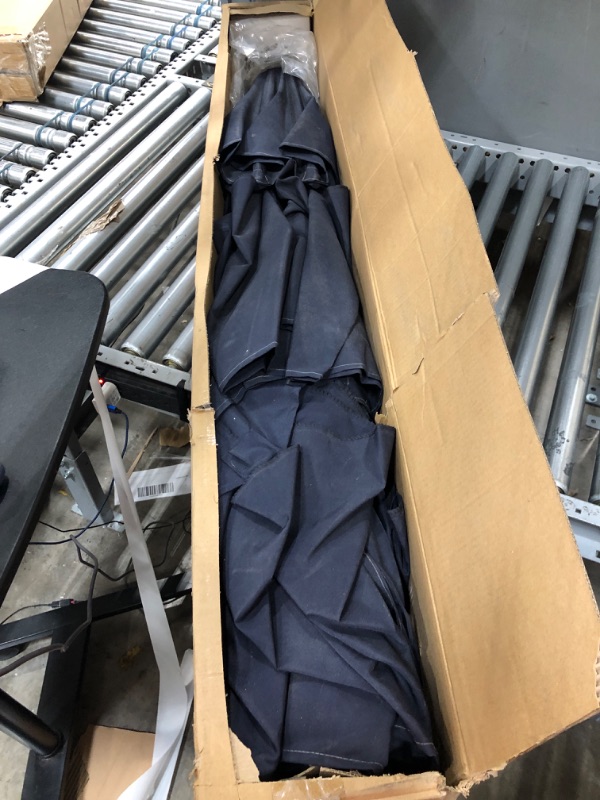 Photo 4 of ***DAMAGED BEYOND REPAIR - FOR PARTS - SEE PICTURES***
BLUU 9 Ft 3 Tiers Aluminum Outdoor Patio Umbrella, Navy Blue