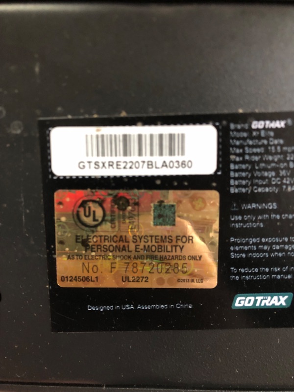 Photo 3 of ***POWERS ON - SEE NOTES***
Gotrax XR Series Electric Scooter -8.5" Pneumatic Tires