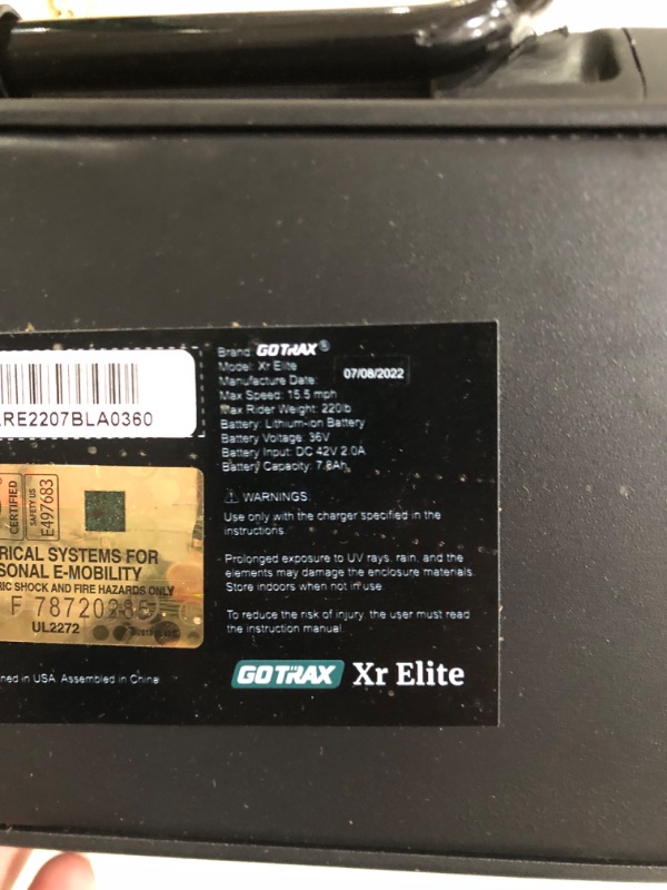 Photo 4 of ***POWERS ON - SEE NOTES***
Gotrax XR Series Electric Scooter -8.5" Pneumatic Tires