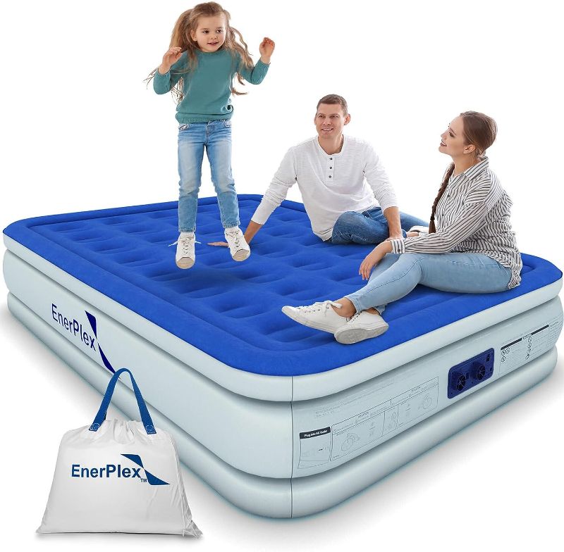 Photo 1 of ********UNKNOWN IF HAS HOLES***************EnerPlex Air Mattress with Built-in Pump - Double Height Inflatable Mattress for Camping, Home & Portable Travel - Durable Blow Up Bed with Dual Pump - Easy to Inflate/Quick Set UP
