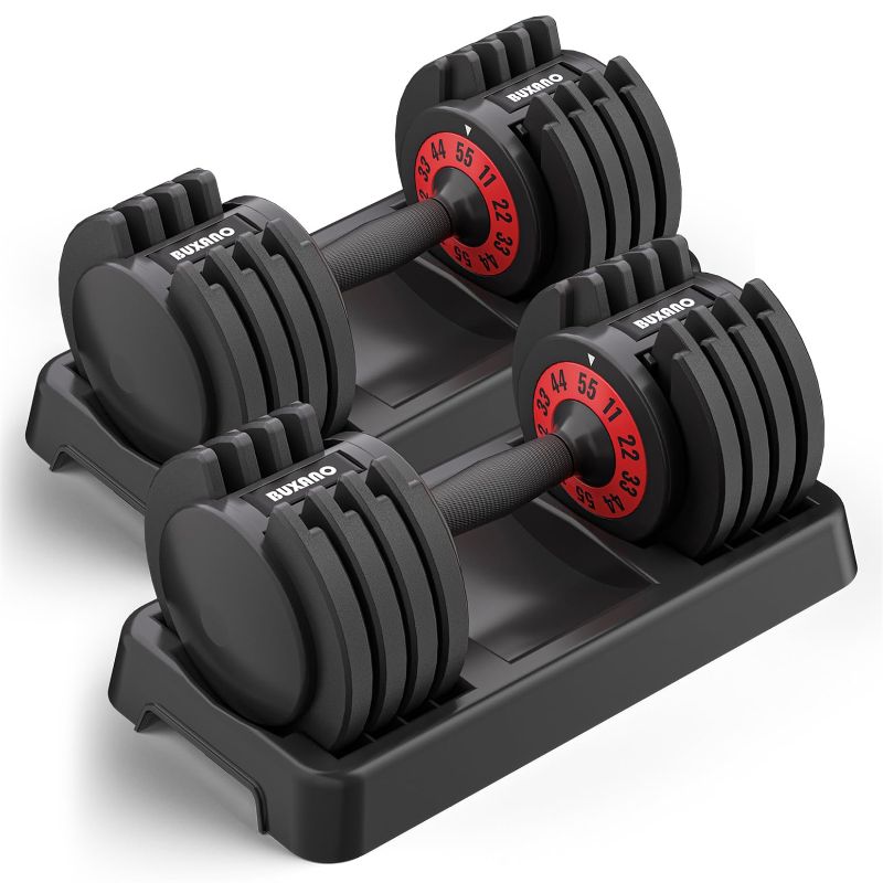 Photo 1 of 1PC - Adjustable Dumbbells 25/55LB Single Dumbbell Weights, 5 in 1 Free Weights Dumbbell with Anti-Slip Metal Handle, Suitable for Home Gym Exercise Equipment 55LB-1pc