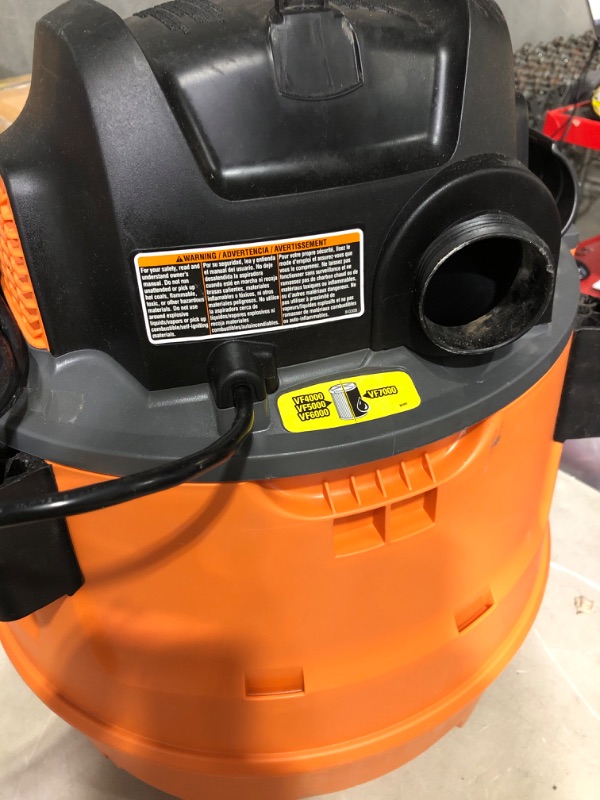 Photo 4 of * does not power on * sold for parts* repair *
Ridgid 16 gal. 6.5-Peak HP NXT Wet Dry Shop Vacuum with Fine Dust Filter 