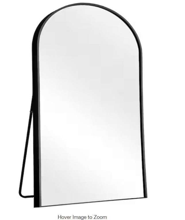 Photo 1 of 71 in. x 32 in. Modern Arch Metal Framed Black Full-Length Floor Standing Mirror
