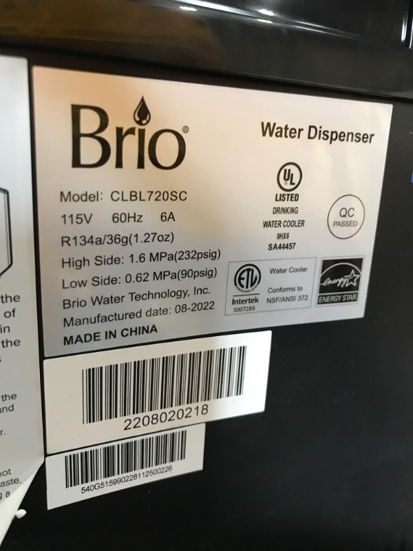 Photo 2 of Brio Moderna CLBL720SC Self-Cleaning Bottom Load Water Cooler Dispenser for 3 & 5 Gallon Bottles – Room & Adjustable Hot & Cold, Child Lock, Electronic Display, Silver Stainless Steel
