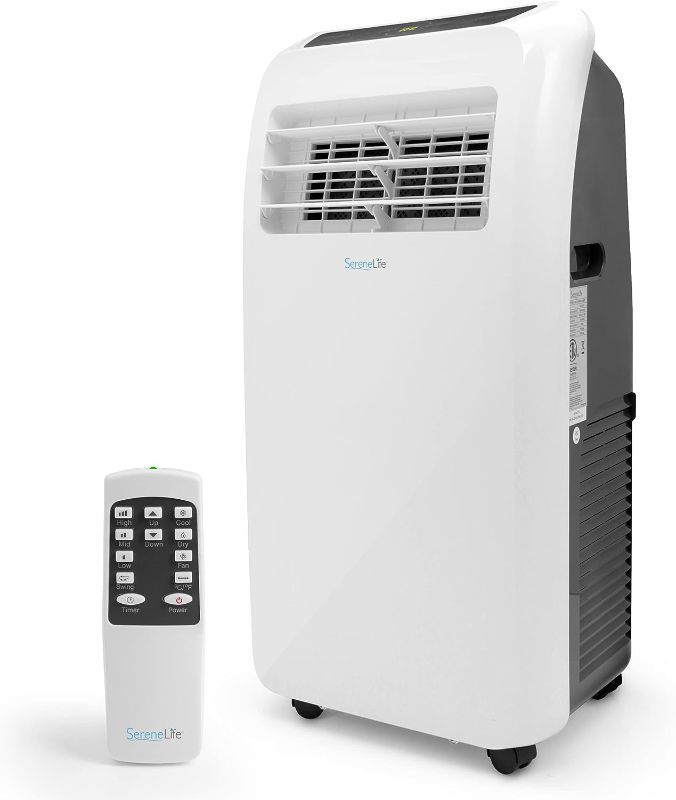 Photo 1 of SereneLife SLPAC12.5 SLPAC 3-in-1 Portable Air Conditioner with Built-in Dehumidifier Function,Fan Mode, Remote Control, Complete Window Mount Exhaust Kit, 12,000 BTU, White
