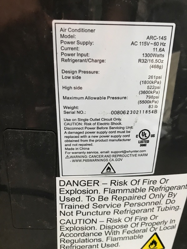 Photo 3 of Whynter ARC-14S 14,000 BTU Dual Hose Portable Air Conditioner with Dehumidifier and Fan for Rooms Up to 500 Square Feet, Includes Storage Bag, Platinum/Black, AC Unit Only

