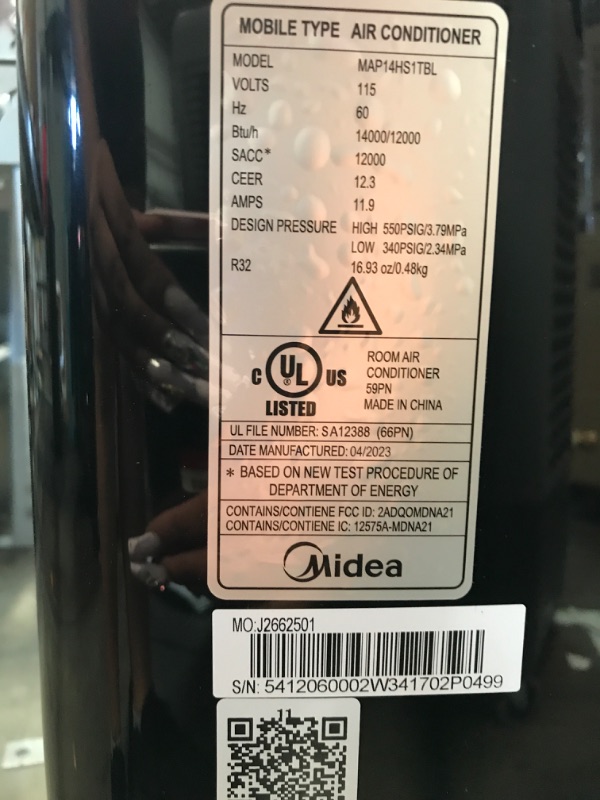 Photo 2 of Midea Duo 12,000 BTU (10,000 BTU SACC) High Efficiency Inverter, Ultra Quiet Portable Air Conditioner, Cools up to 450 Sq. Ft., Works with Alexa/Google Assistant, Includes Remote Control & Window Kit
