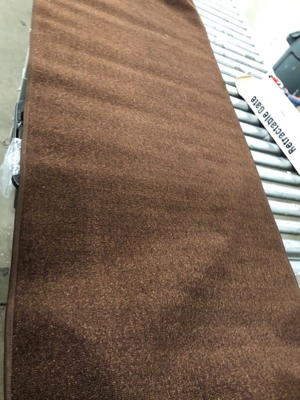 Photo 2 of 118x32 Custom Size Brown Solid Plain Rubber Backed Non-Slip Hallway Stair Runner Rug Carpet