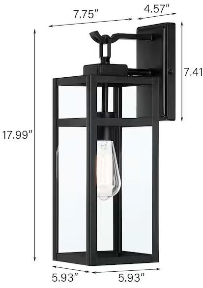 Photo 1 of 1 Light Black Exterior Waterproof Wall Sconce Light Fixture
