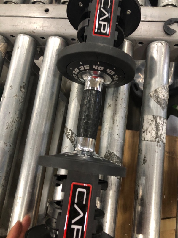 Photo 3 of *parts only, dumbell is broken * CAP Barbell 55 lb Single Adjustable Dumbbell with Contoured Full Rotation Handle, Honeycomb Black and Chrome Handle (SDBAIS-055G6)
