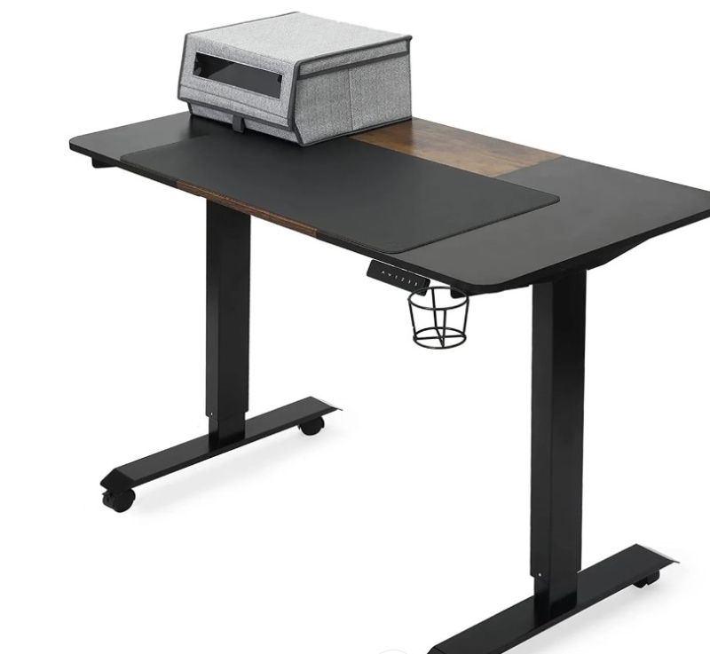 Photo 1 of *similar to stock photo* Fromann Electric Dual Motor Height Adjustable Desk with USB Handset - 48 x 24 Inches Sit Stand Home Office Standing Desk with Desk Pad and Storage Containers
