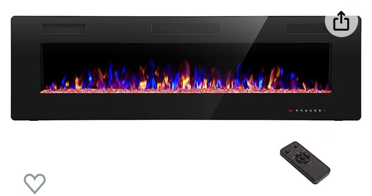 Photo 1 of R.W.FLAME 60" Recessed and Wall Mounted Electric Fireplace, Low Noise, Remote Control with Timer,Touch Screen,Adjustable Flame Color and Speed, 750-1500W